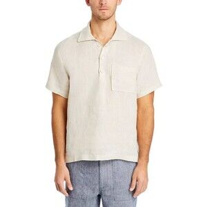 OAS Polo Shirt Mens Large Tan Pullover Collared Short Sleeve GIRONA LINEN $150